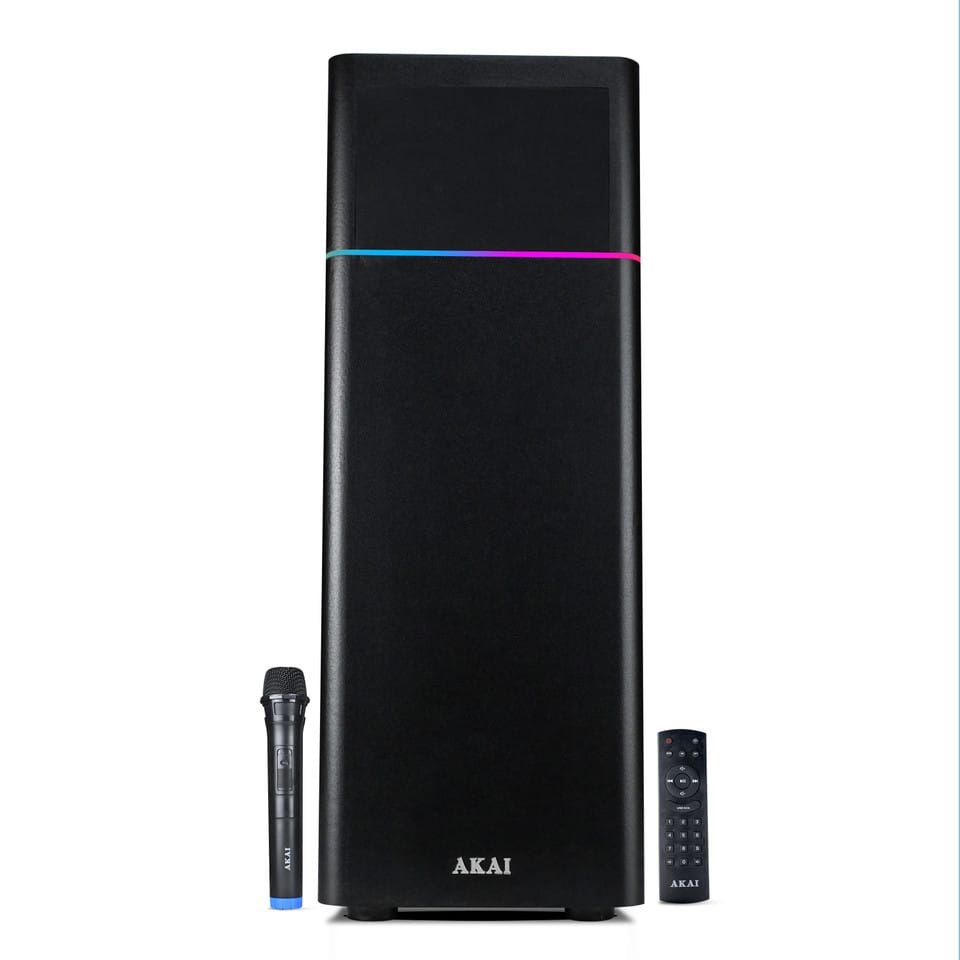 AKAI PM-60B Bluetooth Party Speaker with Wireless Mic |60W RMS | 5.25'' Woofer | Karaoke |RGB LED Lights