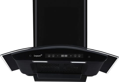 Livpure INVICTO 90 CM Filterless Auto-Clean Chimney with BLDC Motor (Curved Glass Design)