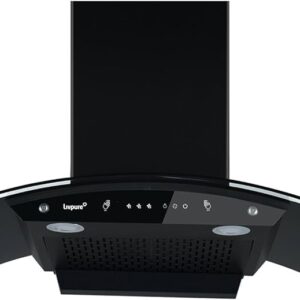 Livpure SWIRL 90 cm Curved Glass Auto-Clean Chimney, Smart Filterless Power for Modern Kitchens