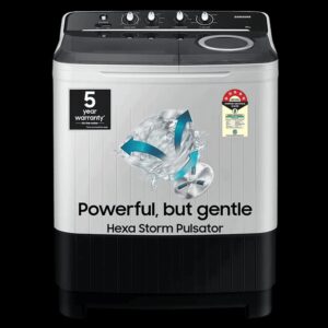Samsung 10.5 kg 5 Star Semi-Automatic Washing Machine with Hexa Storm Power (Light Gray)