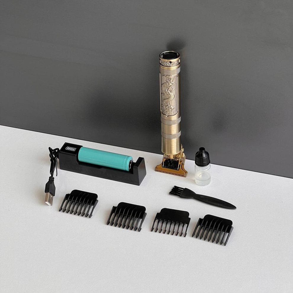 Vintage T-Blade Hair Clipper for Men, Precision Trimmer with Engraved Metal Body