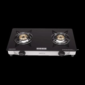 USHA Ebony Neo 2-Burner Glass Gas Stove, Stylish, Durable & Efficient Cooking