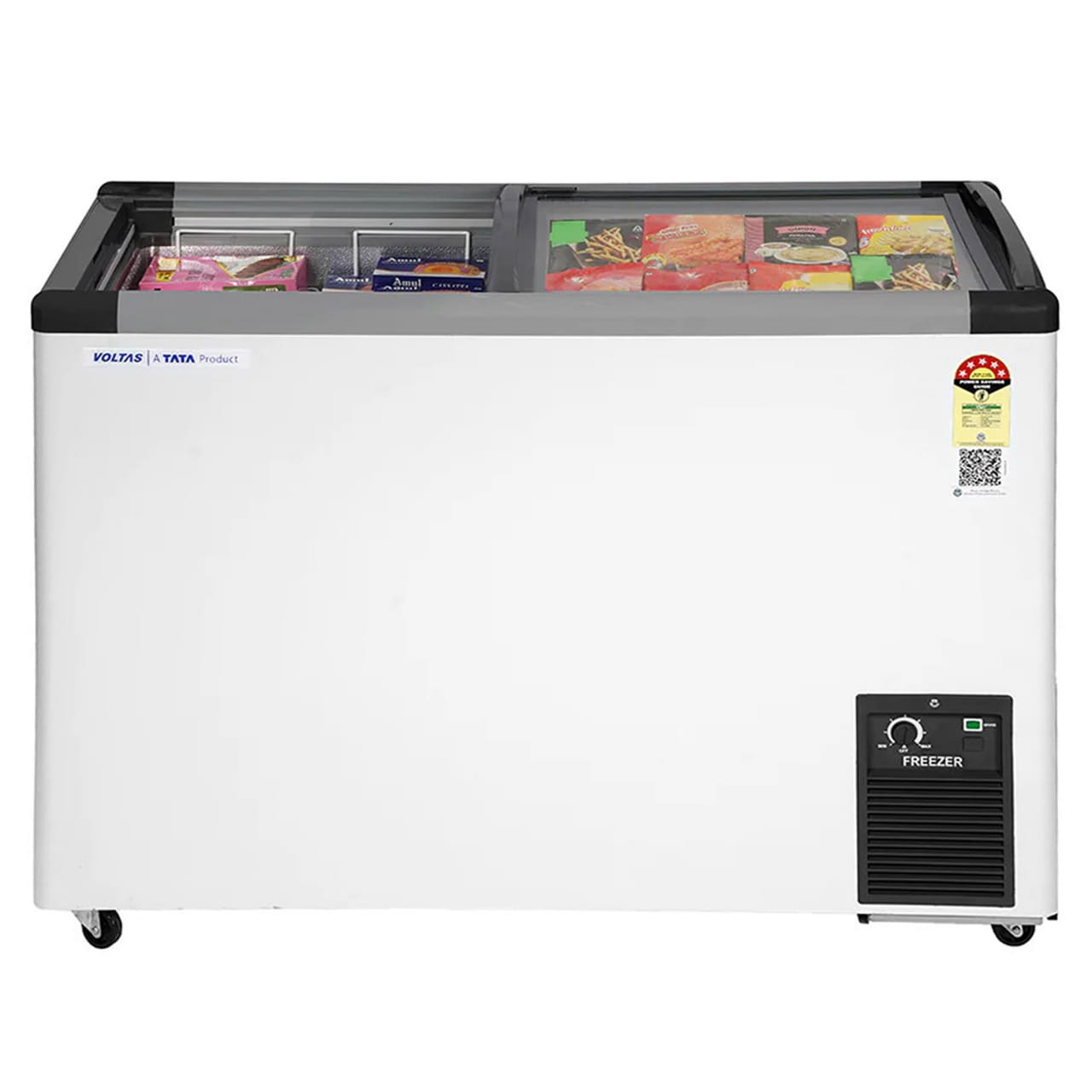 Voltas 220L 5-Star Glass Top Deep Freezer, Stylish, Energy-Saving Cooling for Your Business