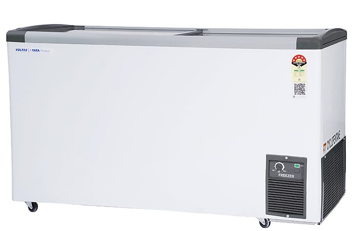 Voltas 339L 5 Star Convertible Flat Glass Top Deep Freezer, Power-Saving & Stylish Cooling