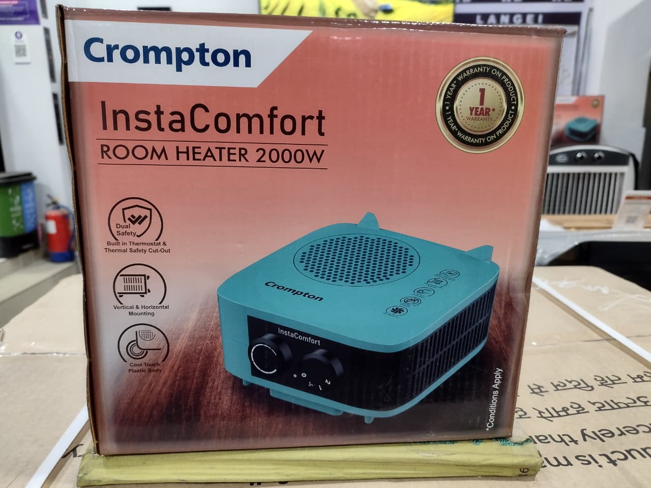 Crompton Insta Comfort 2000W Room Heater, Fast Heating Convector with Adjustable Thermostat & Silent Warmth