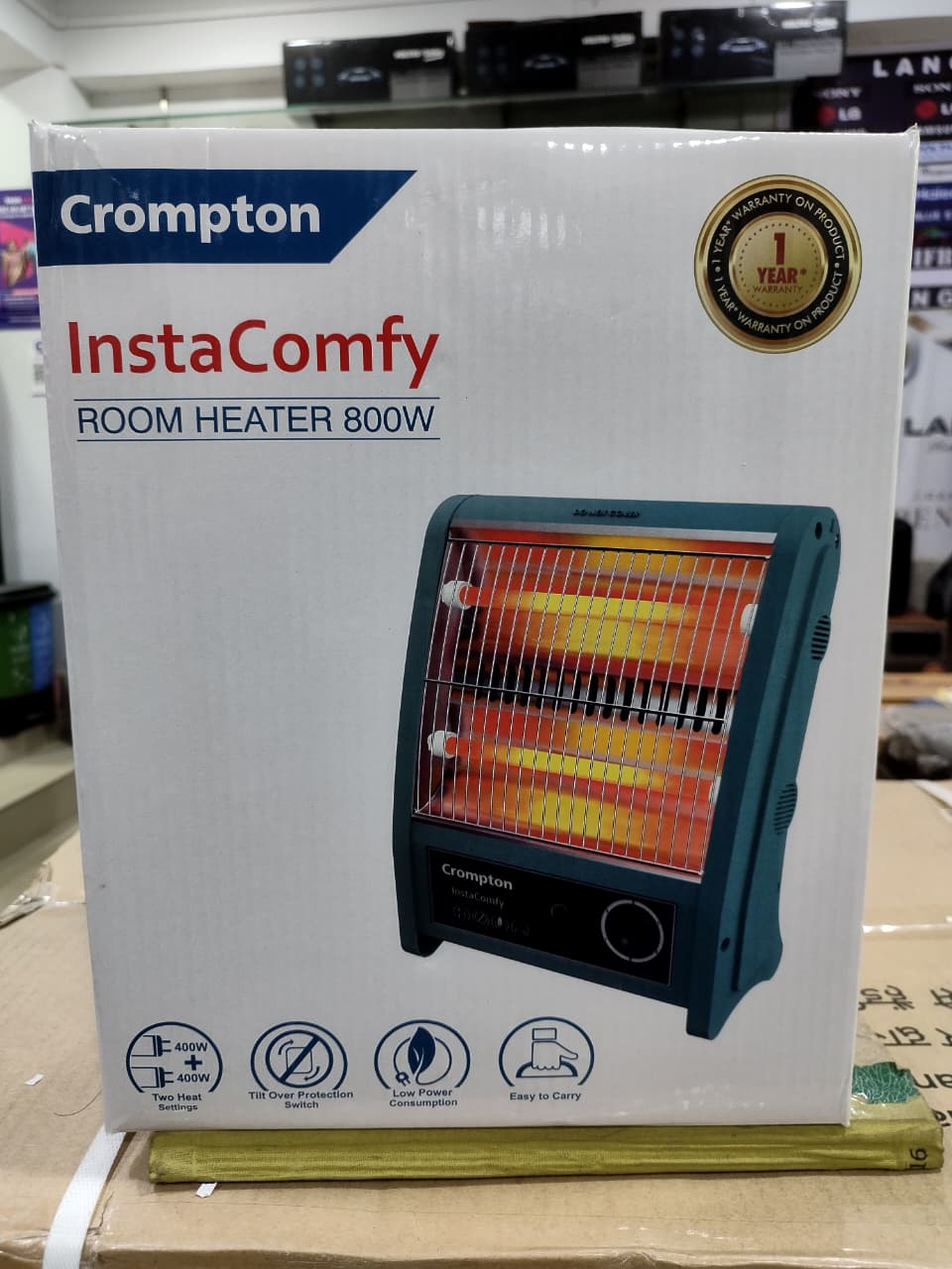Crompton Insta Comfy 800W Room Heater, Quick Warmth, Compact & Powerful (2 Heat Modes)